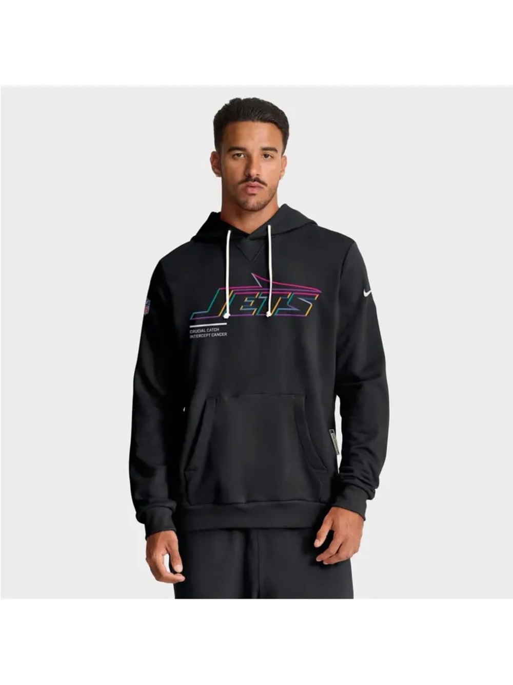 Nike men’s M Medium New York Jets cancer player issue black 2025 hoodie EUC